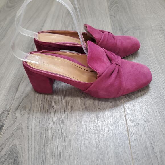 Vionic Shoes Witch Fairy Women Size 6.5 Pink Presley Mules Block Heel Suede Bow - Picture 1 of 12